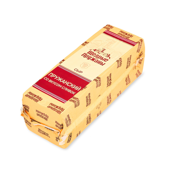 Сыр Пружанский со вкусом сливок м.д.ж.50% кубик Пружаны 1кг.