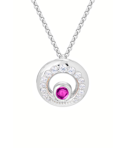 Подвес малый из серебра со вставками из выращенного рубина и бесцветных фианитов