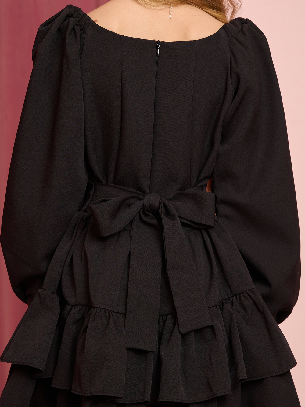 Платье праздничное ярусное с воланами для девочки чёрное