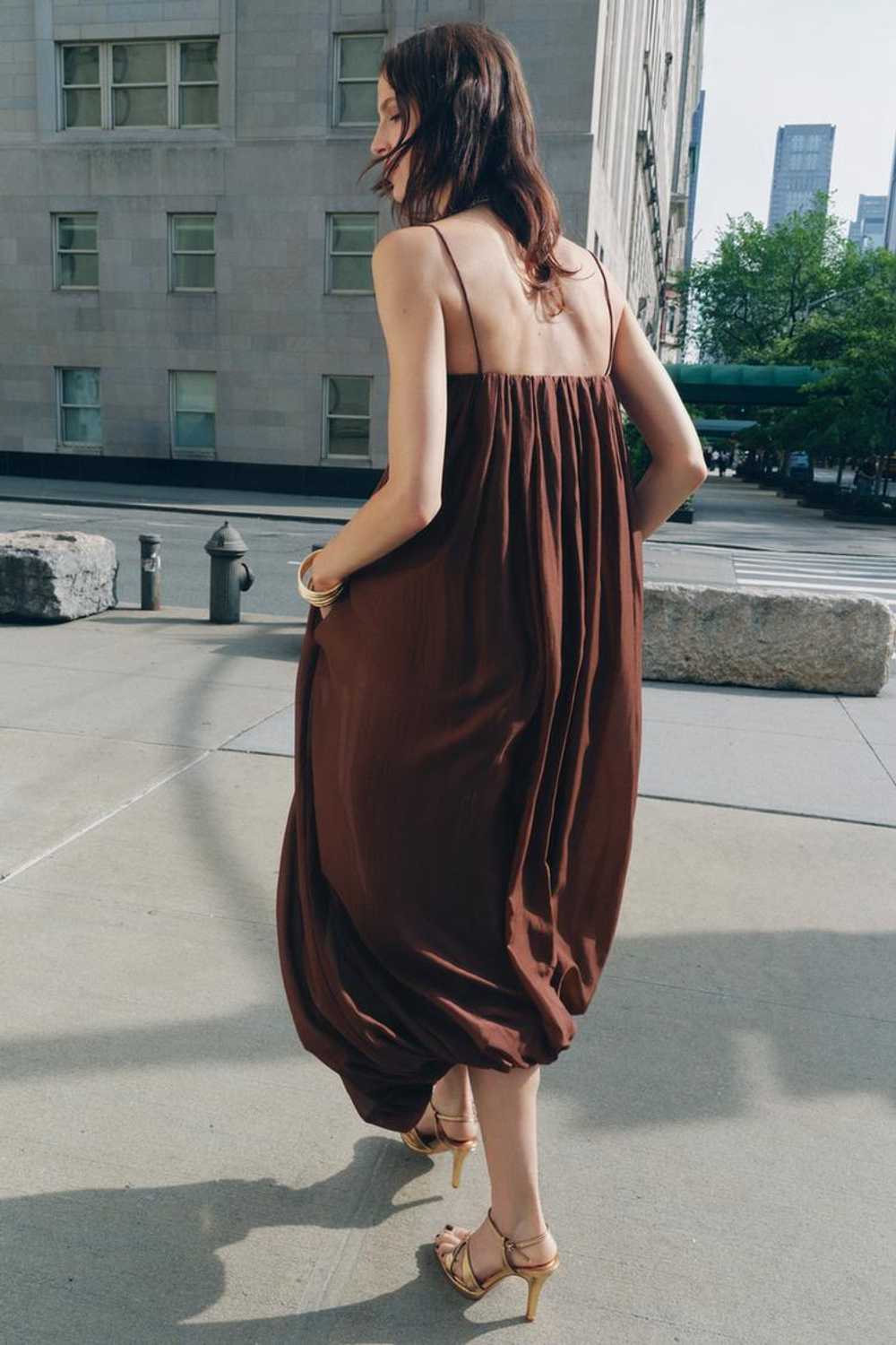 ZARA ПЛАТЬЕ-ТРАНСФОРМЕР С ЮБКОЙ-БАЛЛОНОМ — ZW COLLECTION, ТЕРРАКОТОВЫЙ