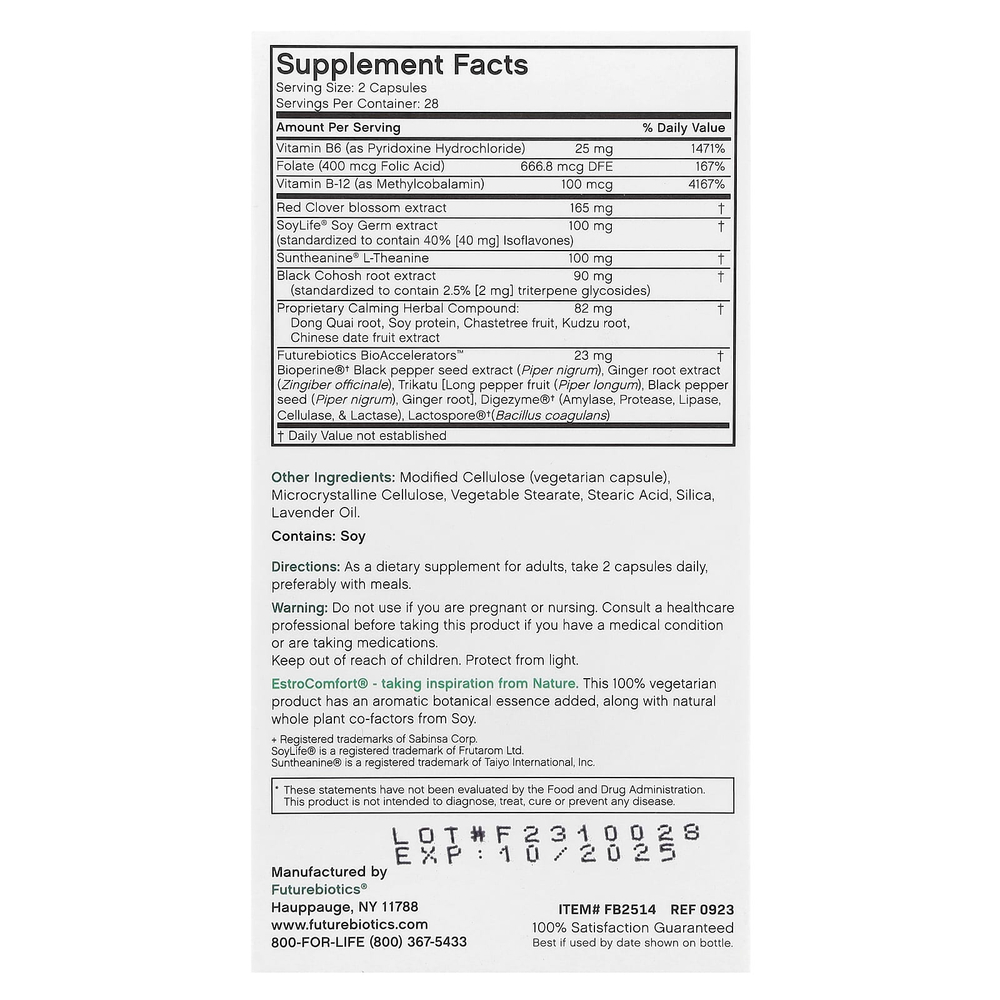 Futurebiotics, EstroComfort®, комплекс для восстановления баланса во время менопаузы, 56 вегетарианских капсул