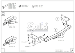 Фаркоп оцинкованный Galia T063A для Toyota Verso 2009-2013, 2013-2018(паспорт и сертификат в комплекте)(без электрики)