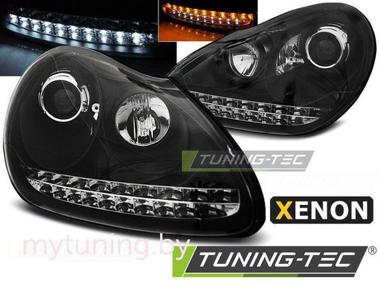 Передние фары Porsche Cayenne 955 daylight black hid xenon