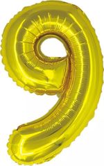 Шар с клапаном (16"/41 см) Цифра, 9, Золото
