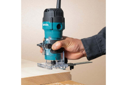 Кромочный фрезер Makita 530 Вт, 32000 об\мин, цанга 6 мм, плавный пуск, антирестарт,1.5 кг, кор. 3711