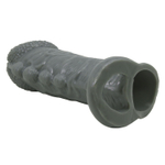 Серая насадка Jaylen с подхватом мошонки и наростами - 14 см. (Цвет: серый)