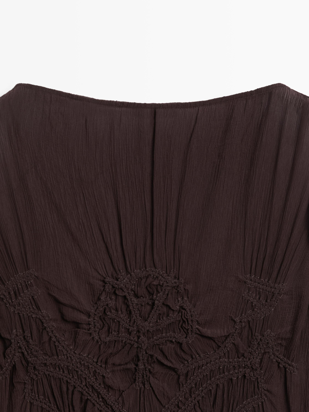 Massimo Dutti Платье миди из струящейся ткани со сборками, коричневый