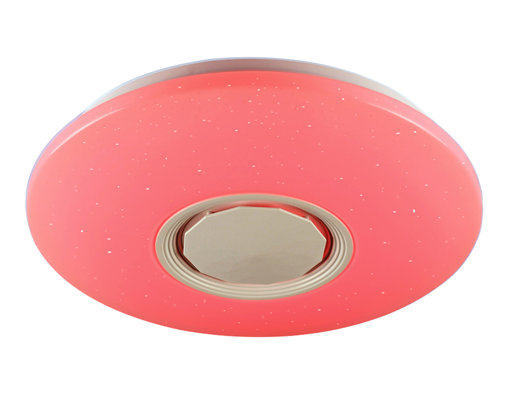 Музыкальный светодиодный светильник FF201 WH/CH белый 72W D495*85 (ПДУ ИК)