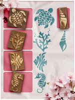 Комбо деревянные штампы 026, 027, 028, 029, 030 + персидский купол по ткани 20 мл