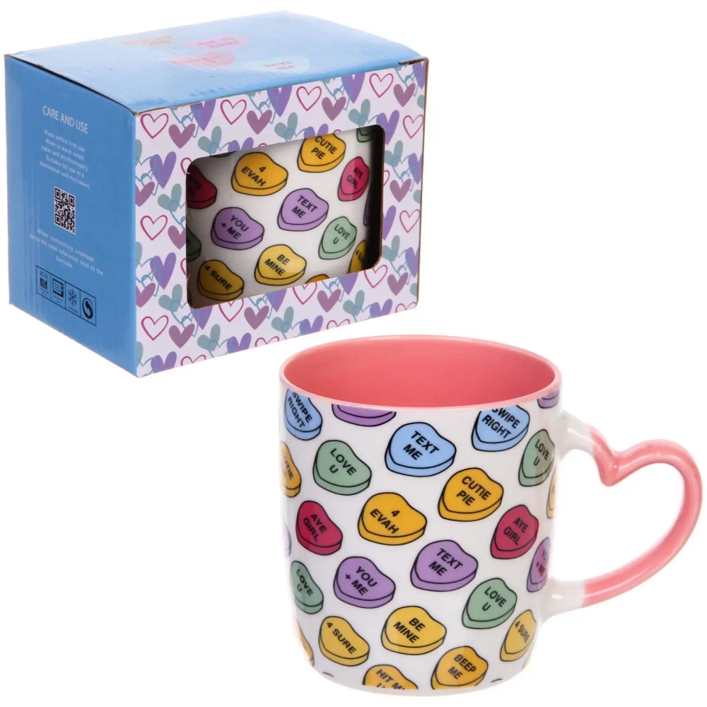 Кружка керамическая 350мл «Яркие сердечки» в подарочной коробке