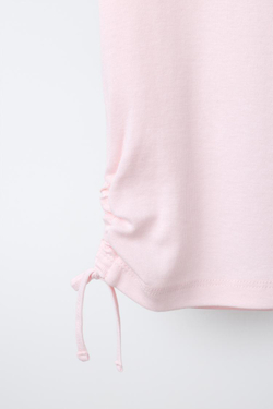 ZARA ФУТБОЛКА ИЗ МОДАЛА С ВЫРЕЗАМИ И БАНТАМИ, РОЗОВЫЙ