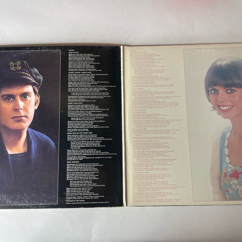 Винтажная виниловая пластинка LP Captain and Tennille Song Of Joy (Канада 1976)