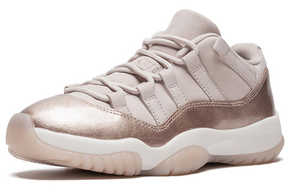 Jordan Air Jordan 11 retro low "rose gold" patent leather non-slip wear-resistant lightweight low-cut retro basketball shoes women's rose gold