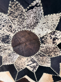 Ковер круглый натуральный на пол / Телячья шкура / 140см