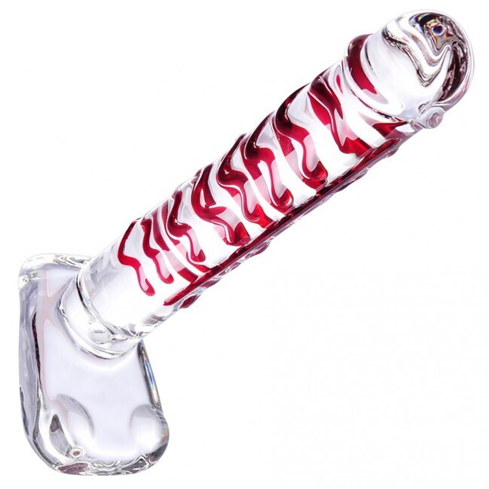 Фаллоимитатор с мошонкой из стекла Bright Passion (Цвет: темно-красный)