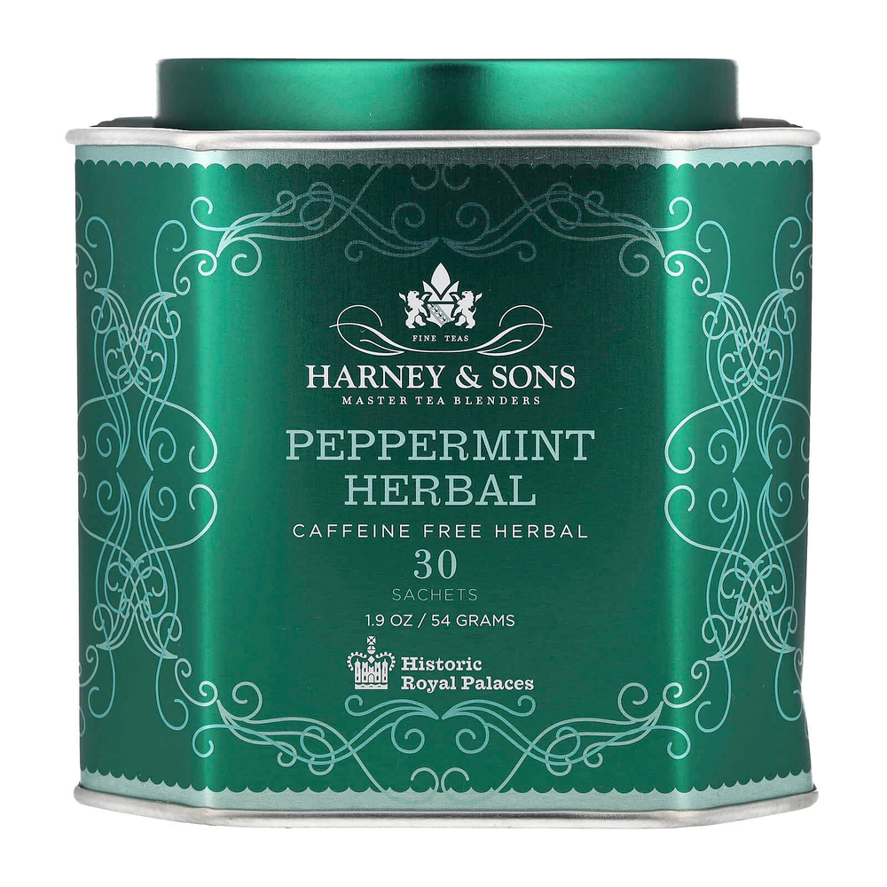 Harney & Sons, травяной чай с перечной мятой, без кофеина, 30 пакетиков, 54 г (1,9 унции)