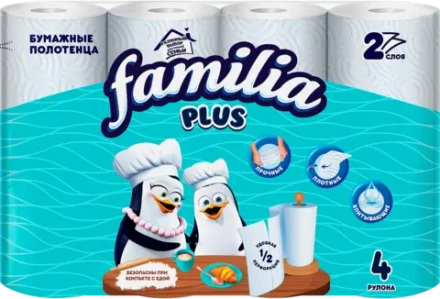 Бумажные полотенца Familia 2 слоя 4 рулона
