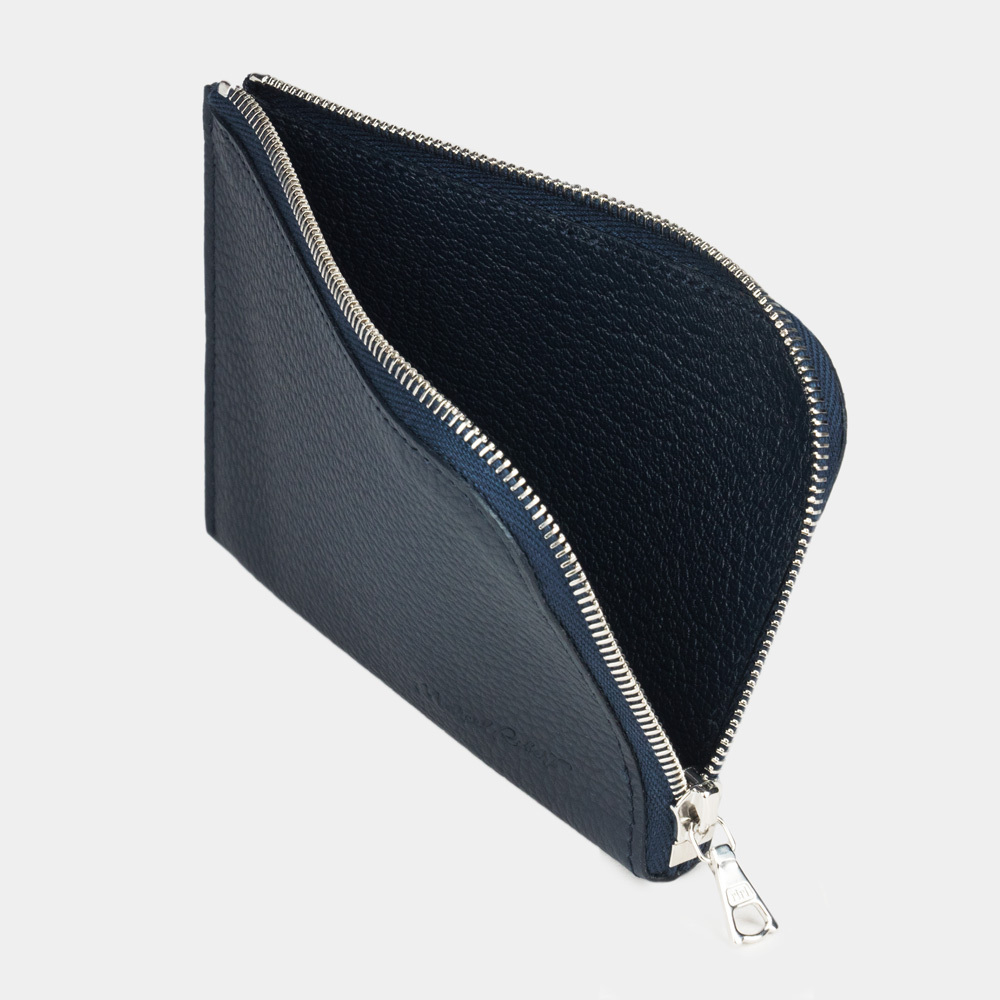 Кошелек кожаный, теленок синего цвета