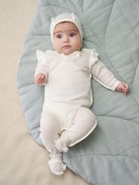 Слип на кнопках с крылышками "Молоко" из ажурного хлопка 0+