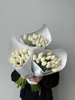 Охапка тюльпаны классика - белый цвет 25 шт