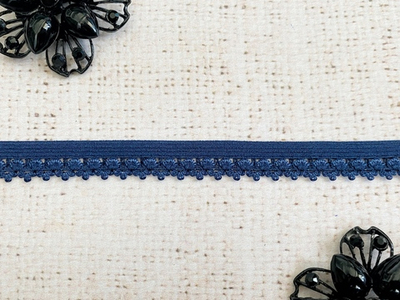 Резинка бельевая ажурная, ш. 1,2 см, тёмно-синий