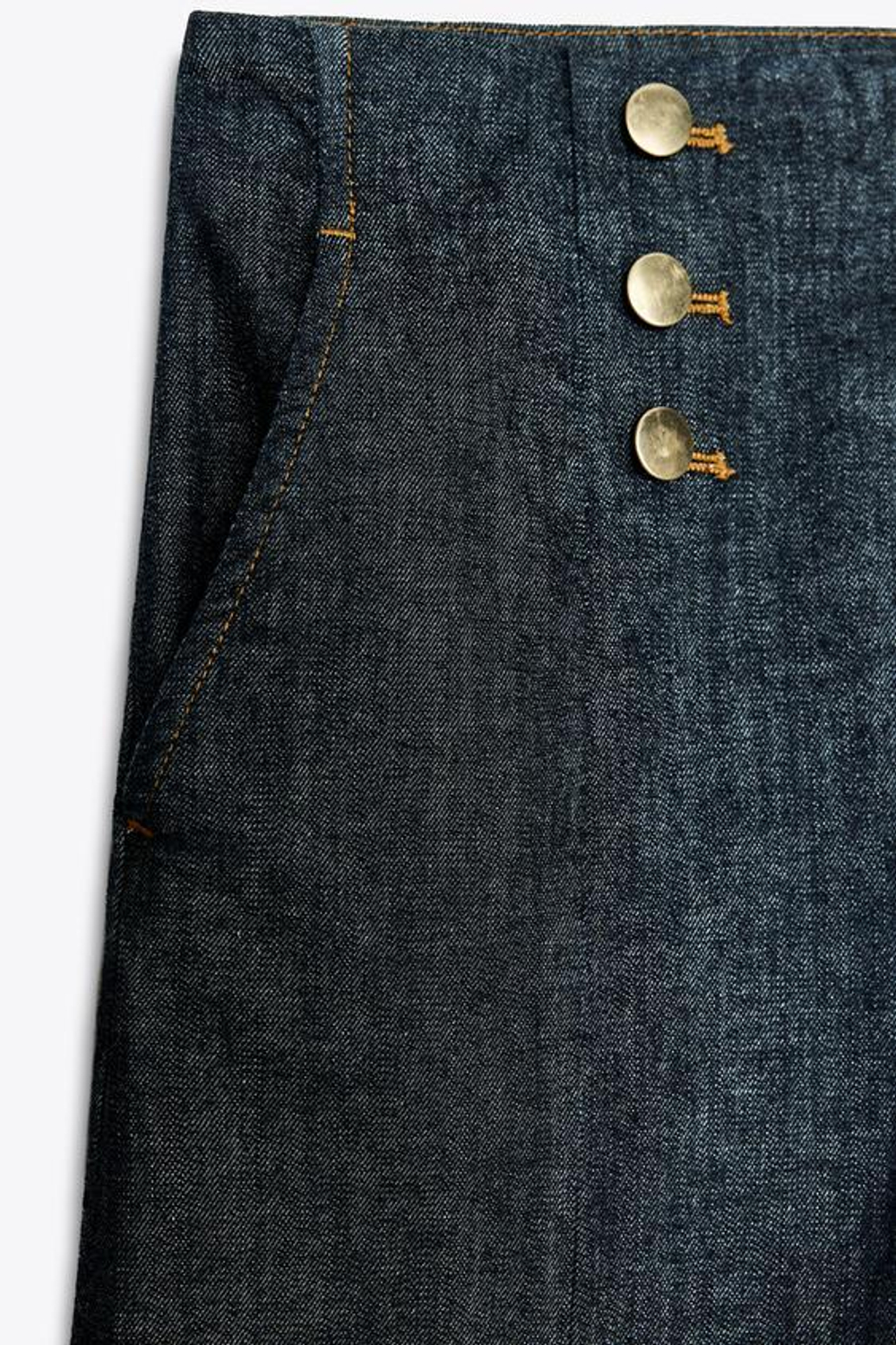 ZARA БРЮКИ-КЮЛОТЫ С ПУГОВИЦАМИ, ИНДИГО