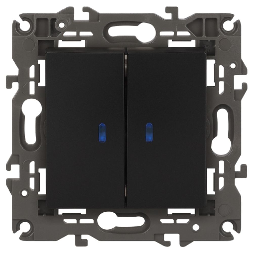 Выключатель ЭРА Elegance 14-1105-05 двойной с подсветкой 10АХ-250В IP20 антрацит