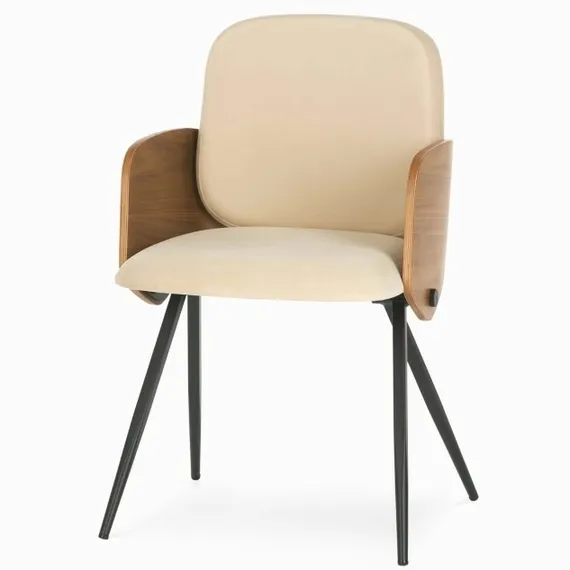 Обеденный стул Dune, бежевая экокожа, спинка орех