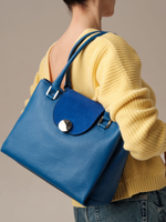 Кожаная сумка Azaro 30658 синяя гуашь