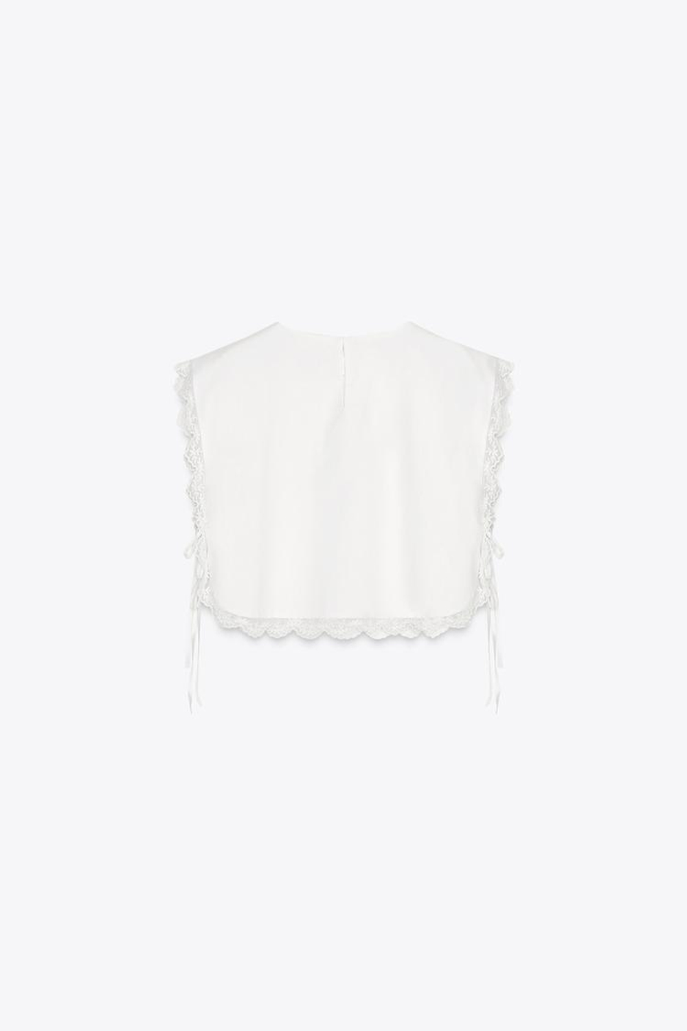 ZARA ТОП С ВЫШИВКОЙ И БАНТАМИ, ЖЕЛТОВАТО-БЕЛЫЙ