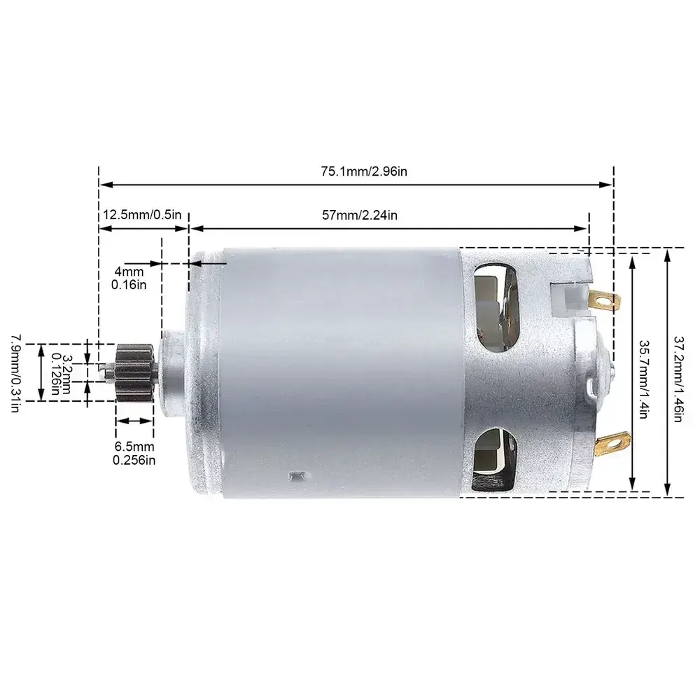 RS550 12 В 9 зубьев 7,9 мм DC мотор 19500 об/мин односкоростной для шуруповерта / электрической дрели с высоким крутящим моментом редуктора
