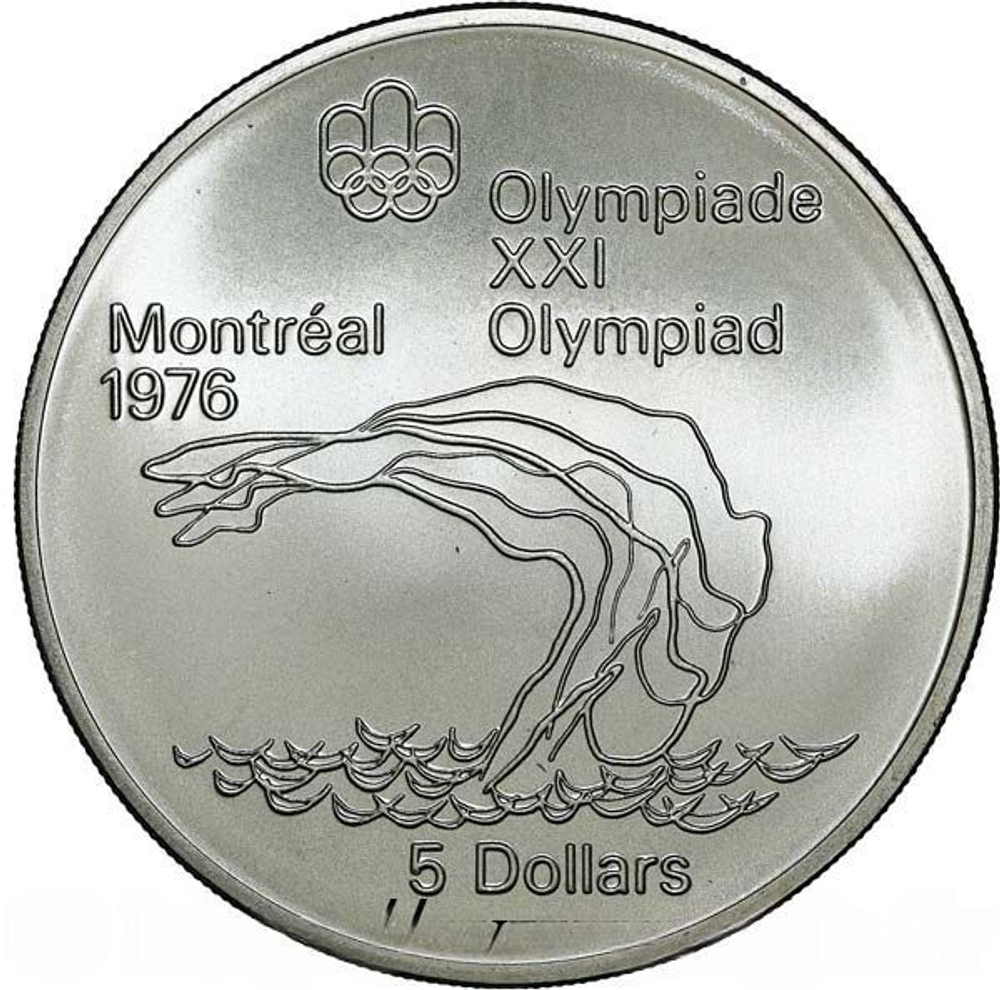 Canada 5 Dollars 1975 – Montreal 1976 Olympics Diving Silver Coin