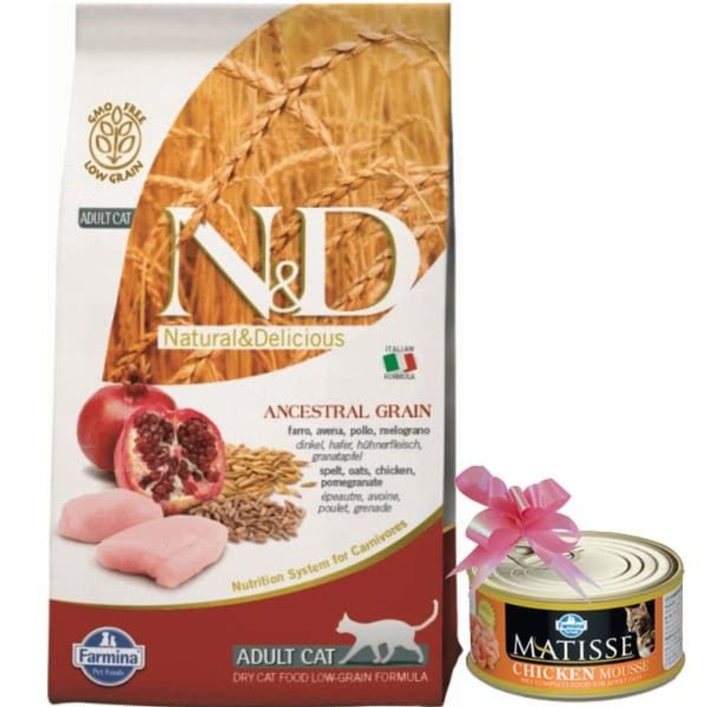 Корм Farmina N&amp;D Cat Low Grain CHICKEN&amp;POMEGRANTE 1,5 кг + ПОДАРОК