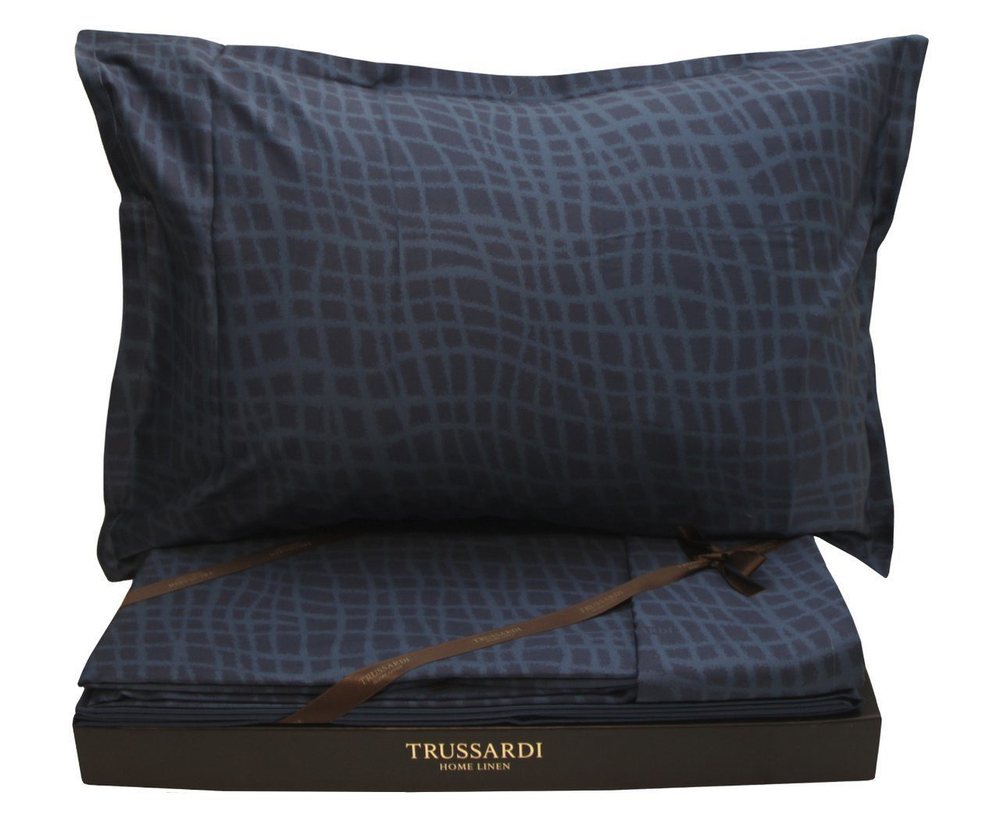 Постельное белье 2 спальное евро Trussardi Twist U40 Blu