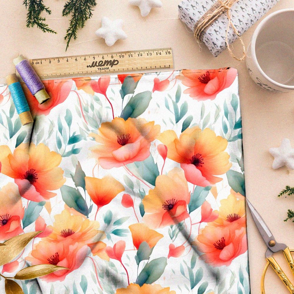 Ткань премиум атлас мелодия природы