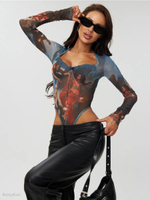 Боди y2k с длинным рукавом с бантиками