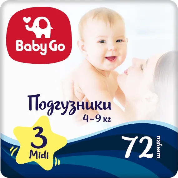 Подгузники BabyGo Classic M (4-9 кг) 72 шт.