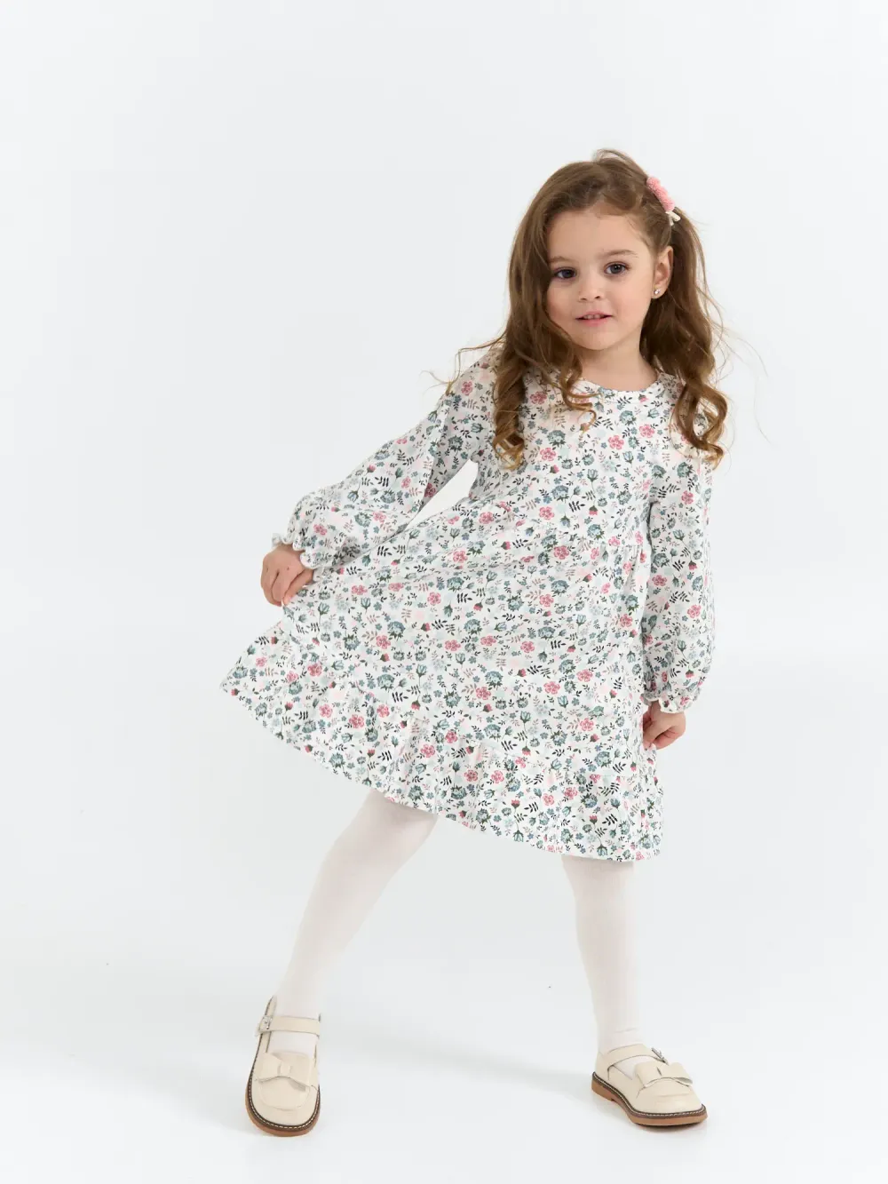 Платье с оборкой "Цветы" 0+