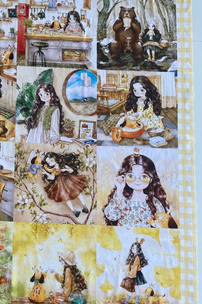 КУПОН Девочка и песик с рожками AEPPOL, желтый. 100% хлопок Handmade Fabrics 2