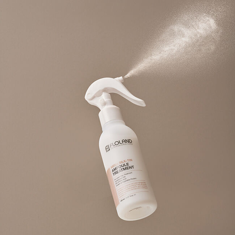 Floland / Двухфазная сыворотка-мист для волос с аминокислотами шелка Mega Silk-Tin Ampoule Treatment 150мл