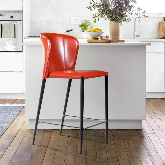 Полубарный стул Albert красная кожа