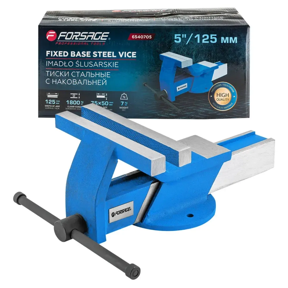 Тиски стальные с наковальней 5''-125мм Forsage F-6540705