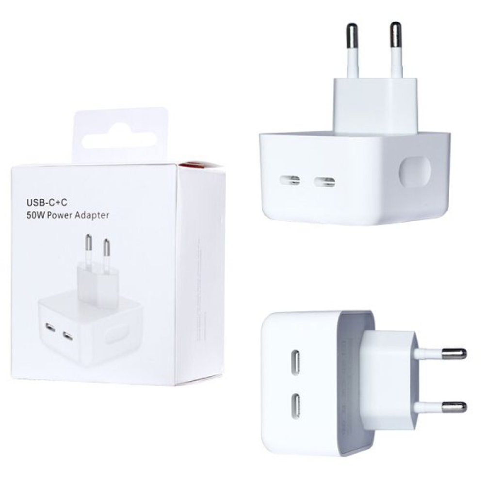 Сетевой адаптер питания USB-C + C 50W (белый)