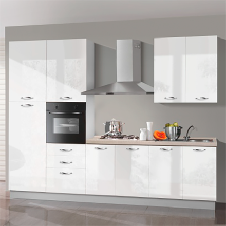 Кухонный комплект MOBILTURI Ingrid из 7 предметов, 300x60x240, левый разворот, глянцевый белый, AING30002SX
