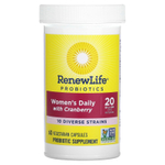 Renew Life, Пробиотики, ежедневный прием для женщин с клюквой, 20 млрд КОЕ, 60 вегетарианских капсул