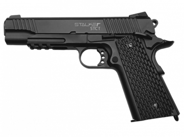 Пистолет пневматический Stalker STC (аналог "Colt 1911 TACTICAL"), к.4,5мм, металл, 97 м/с, HOP-UP, блоубэк, магазин 17 шариков, чёрный, 925г