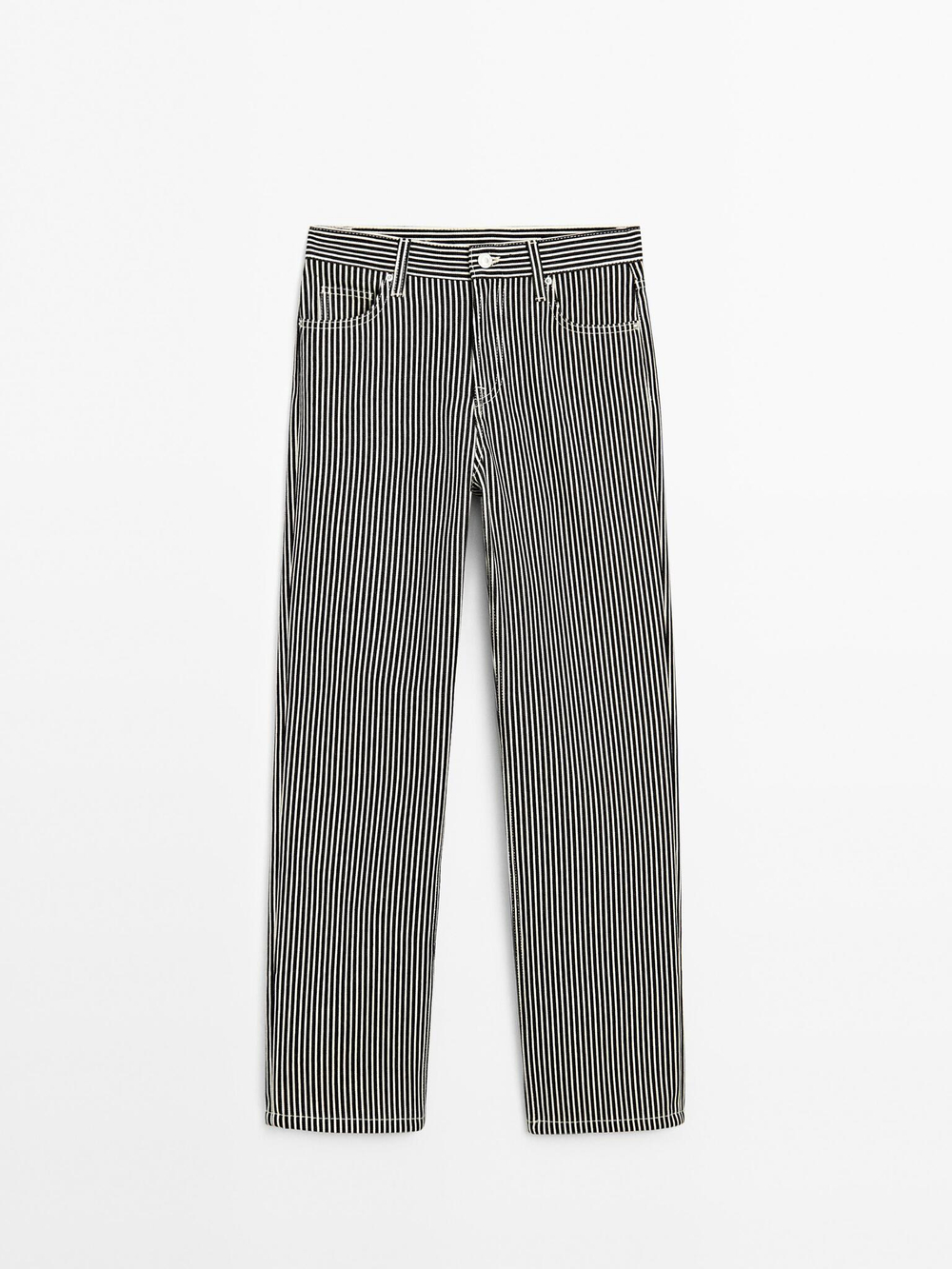 Massimo Dutti Прямые джинсы с низкой посадкой и полосками, чернильно-синий