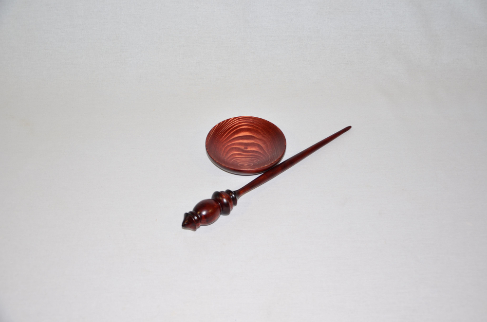 Большое опорное веретено для прядения с подставкой из древесины сосна 290 мм. Art of Siberia. B11