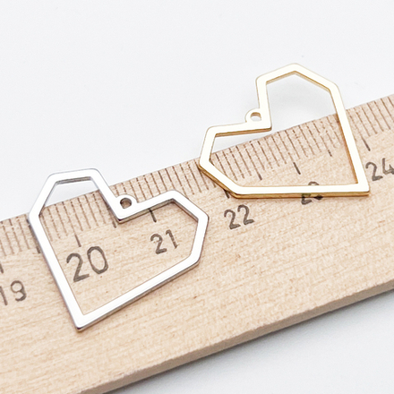 Подвеска Сердце, цвет серебро (родий), размер 22*22 мм, цена за 1 шт