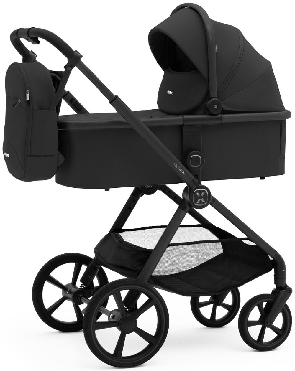 Коляска Agex Life 3 в 1 матовая рама с автокреслом i-Safe S Grey ALB583 Black (Черный)